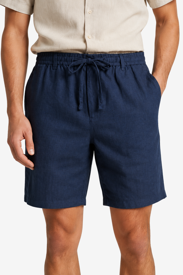 NOMU | Men's Linen Blend Drawstring Shorts – Relaxed Fit Casual Summer Shorts