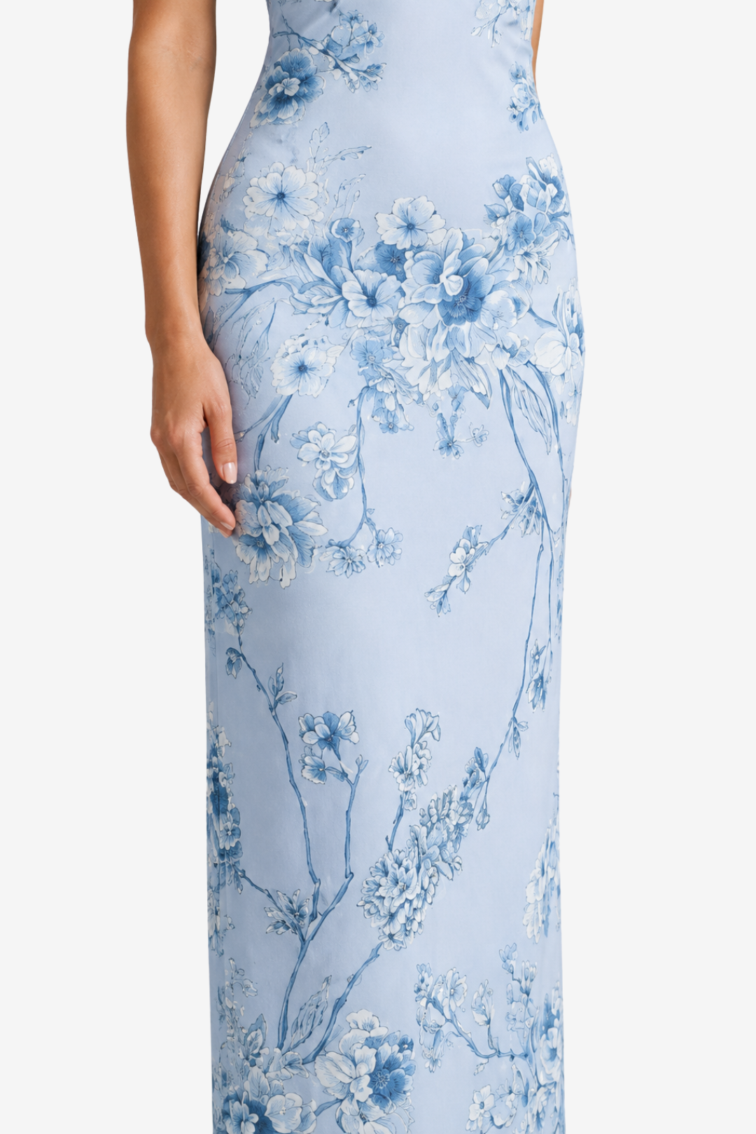 NOMU | Women's Floral Print Satin Maxi Dress – Elegant Spaghetti Strap Slip Dress