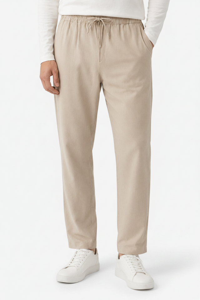 NOMU | Men's Linen Drawstring Pants – Relaxed Fit Casual Tapered Trousers