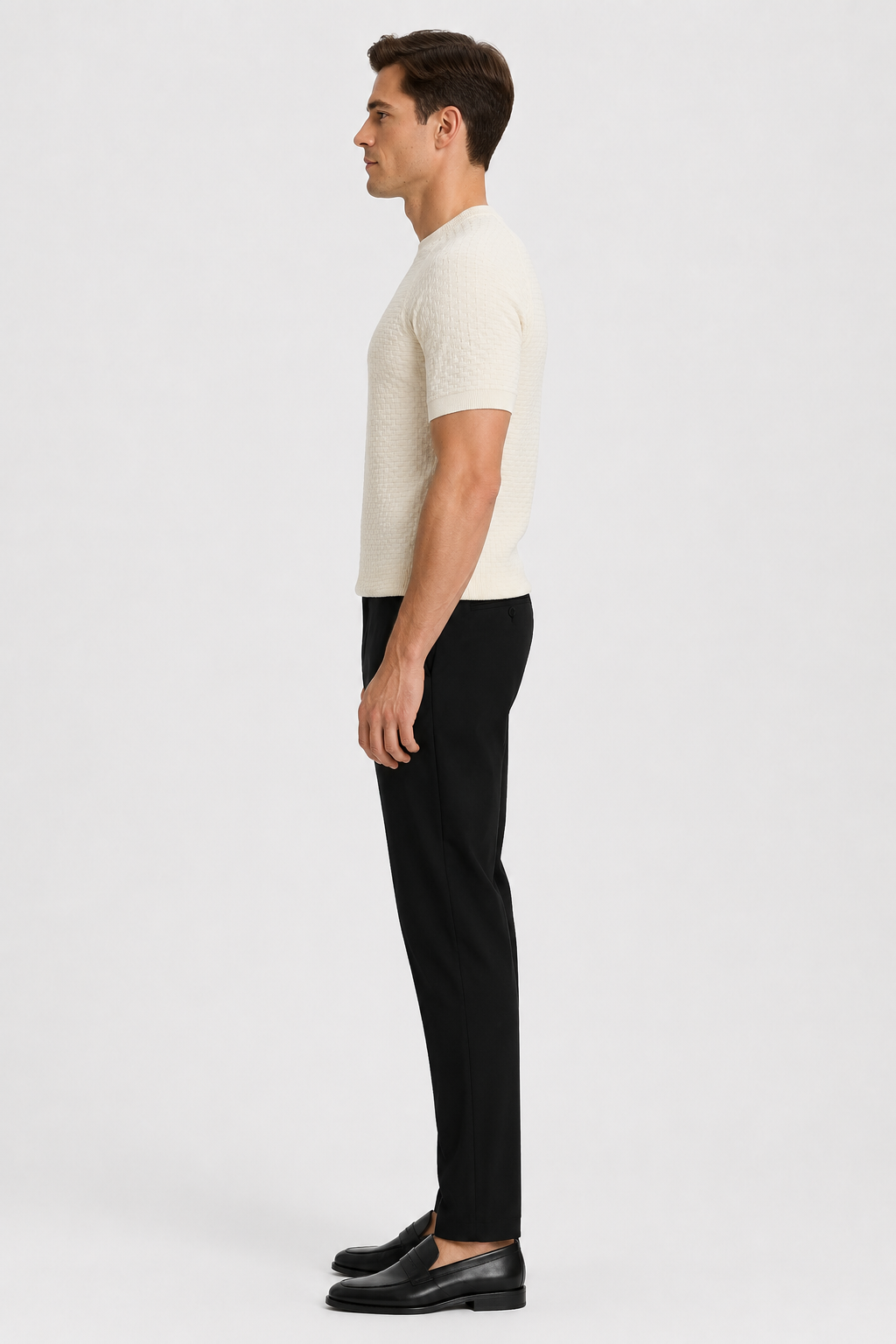 NOMU | Men's Textured Knit Crew Neck T-Shirt – Slim Fit Premium Casual Tee