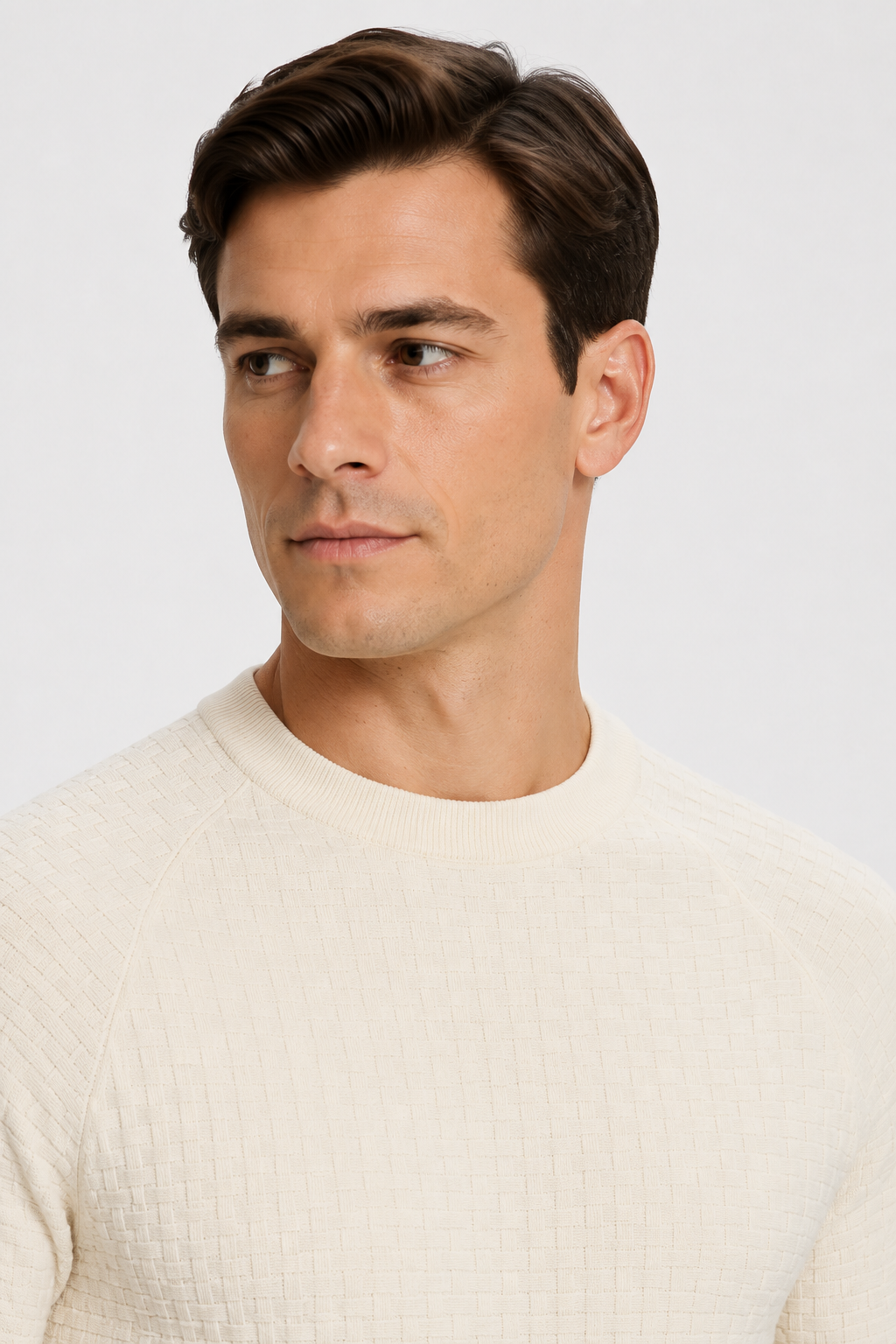 NOMU | Men's Textured Knit Crew Neck T-Shirt – Slim Fit Premium Casual Tee
