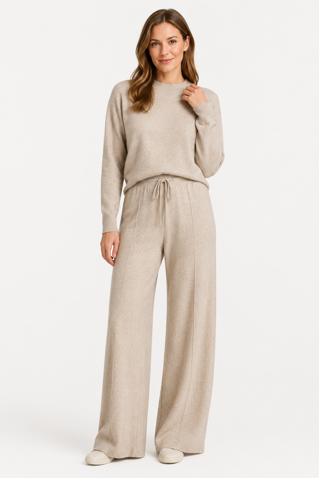 NOMU | Women's Knit Wide Leg Pants – Soft Drawstring Lounge Trousers