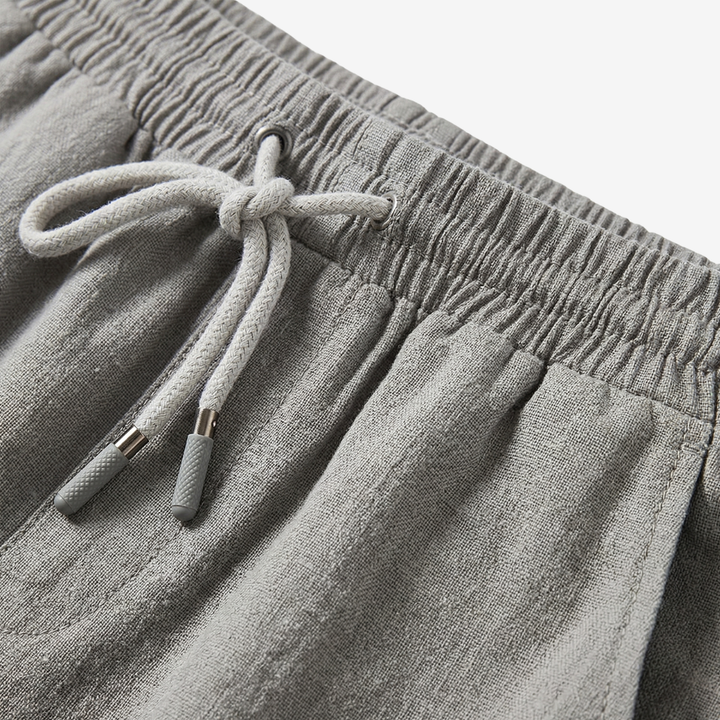 NOMU | Men's Linen Blend Shorts – Drawstring Elastic Waist Casual Design