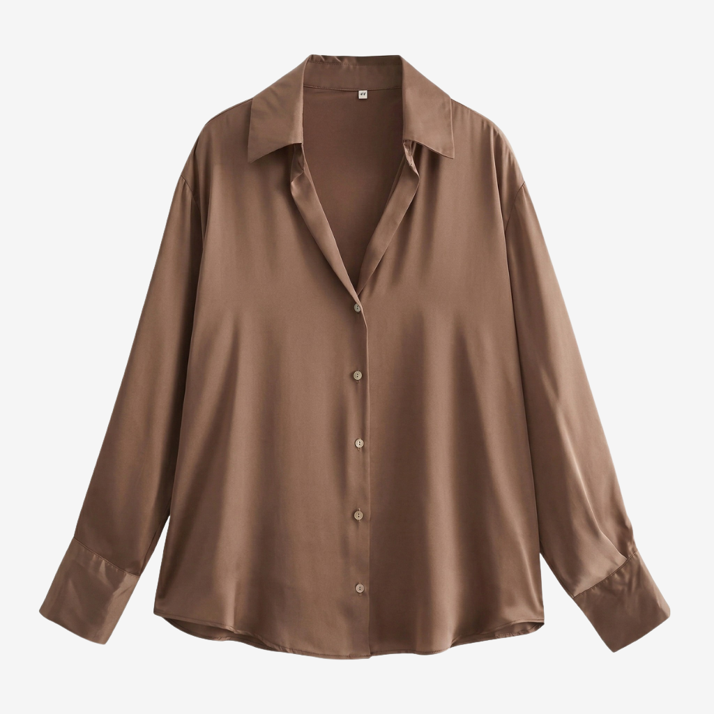 NOMU | Women’s Long Sleeve Button-Up Satin Blouse