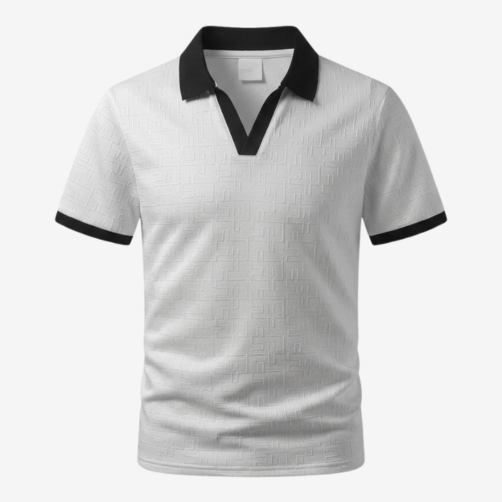 NOMU | Men's Textured Polo Shirt – Contrast Collar Casual Design