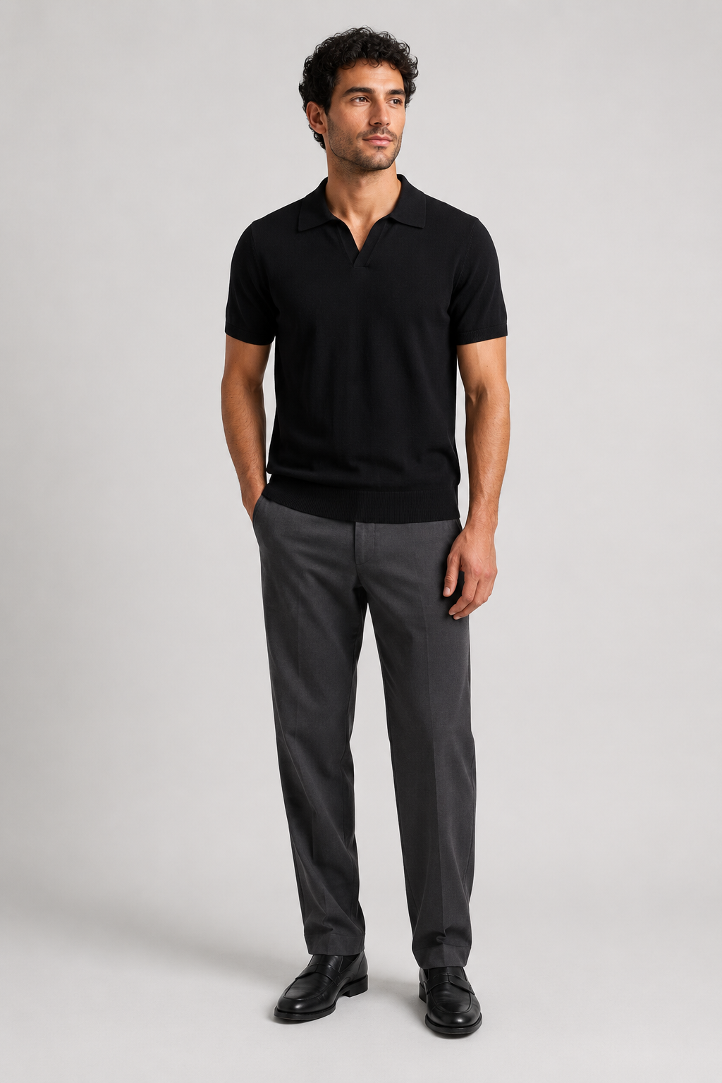 NOMU | Men's Minimalist Knit Polo Shirt – Smart Casual Short Sleeve Sweater Top