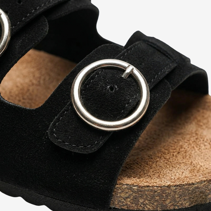 NOMU | Women’s Double Strap Buckle Slide Sandals