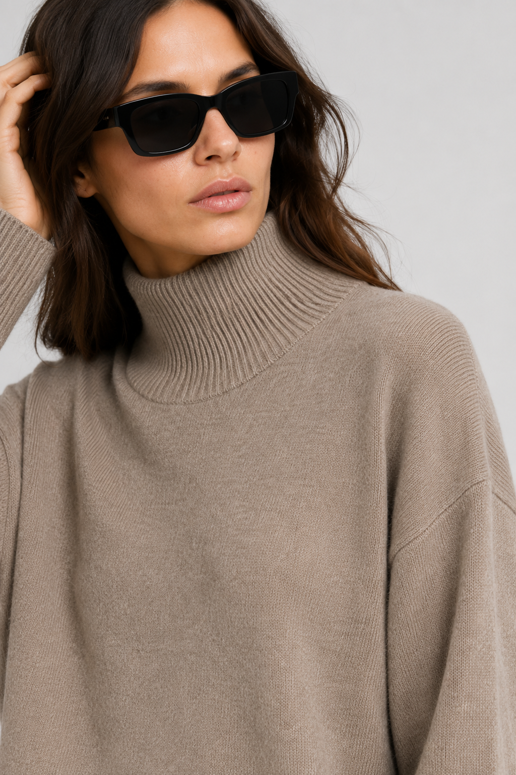 NOMU | Women's Oversized Turtleneck Sweater – Soft Relaxed Knit Pullover