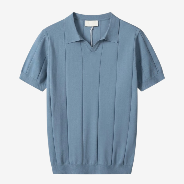 NOMU | Men's Knit Polo Shirt – Vertical Ribbed Casual Design