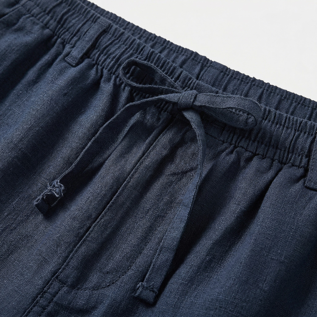 NOMU | Men's Linen Blend Drawstring Shorts – Relaxed Fit Casual Summer Shorts