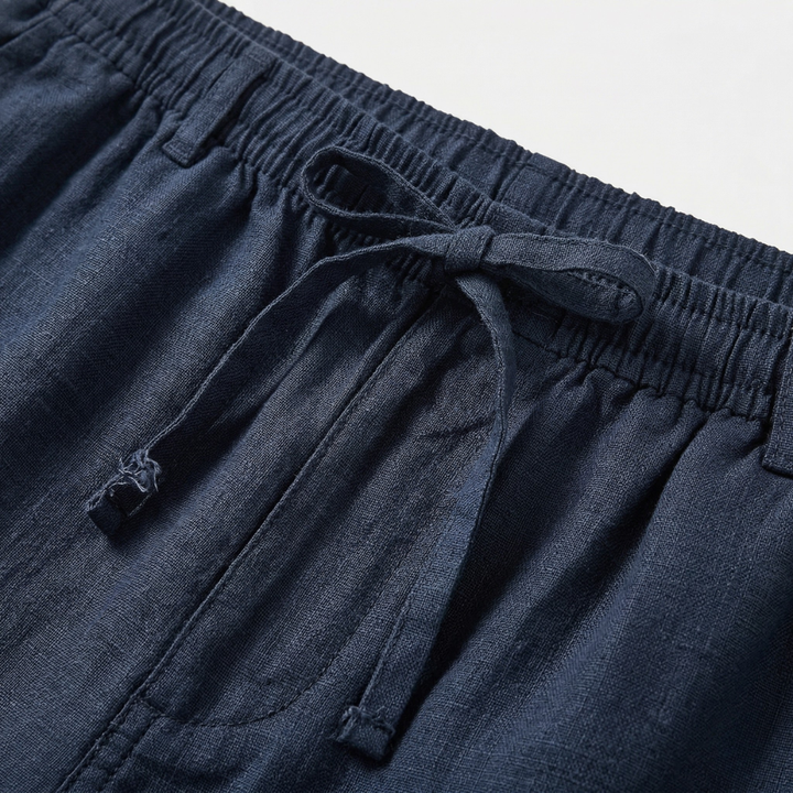 NOMU | Men's Linen Blend Drawstring Shorts – Relaxed Fit Casual Summer Shorts