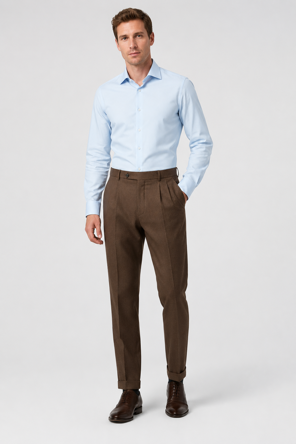 NOMU | Men's Tailored Pleated Ankle Trousers – Modern Slim Fit Dress Pants