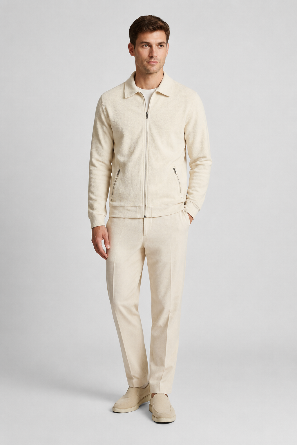 NOMU | Men's Textured Zip-Up Jacket – Minimalist Smart Casual Outerwear