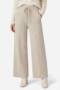 NOMU | Women's Knit Wide Leg Pants – Soft Drawstring Lounge Trousers
