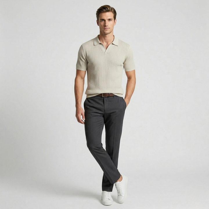 NOMU | Men’s Ribbed Short Sleeve Polo Shirt