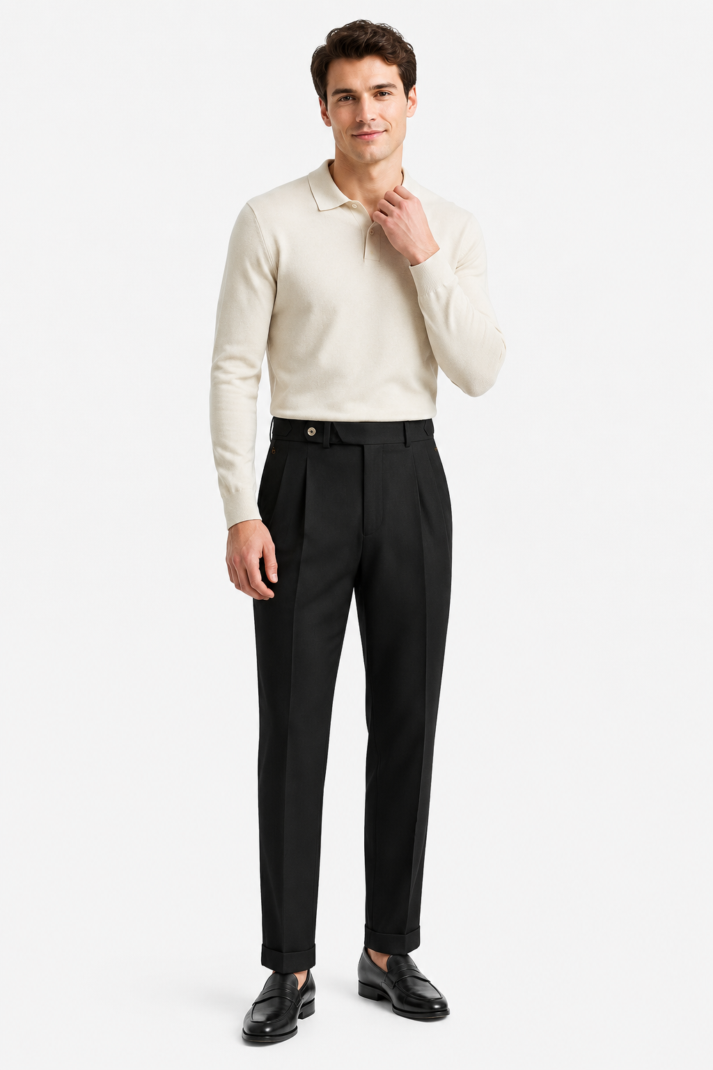 NOMU | Men's Tailored Pleated Ankle Trousers – Modern Slim Fit Dress Pants