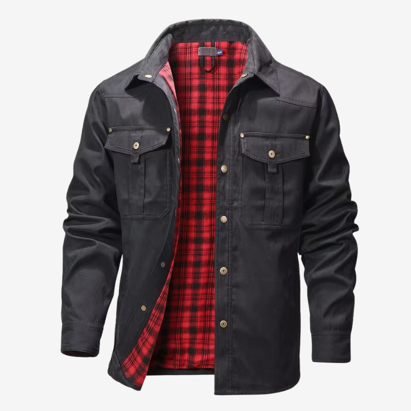 NOMU | Men's Utility Jacket Shirt – Button-Up Long Sleeve Casual Overshirt