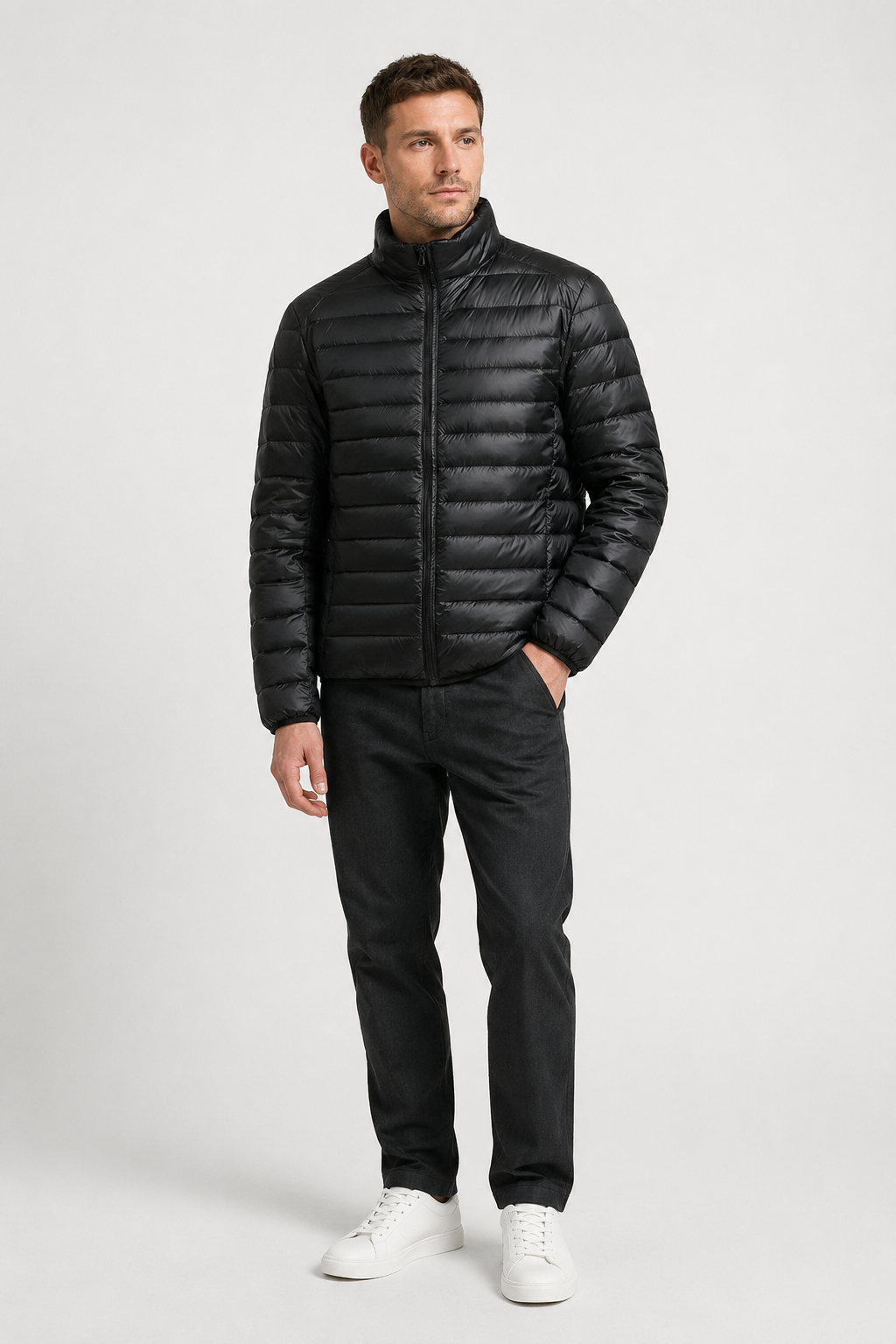NOMU | Men's Lightweight Quilted Puffer Jacket – Minimalist Insulated Zip-Up Outerwear