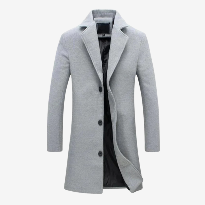 NOMU | Men's Classic Wool Blend Overcoat – Tailored Single-Breasted Coat