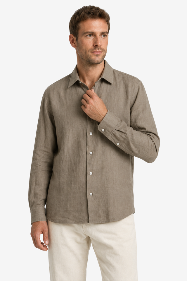 NOMU | Men's Linen Button Up Shirt – Lightweight Long Sleeve Casual Design