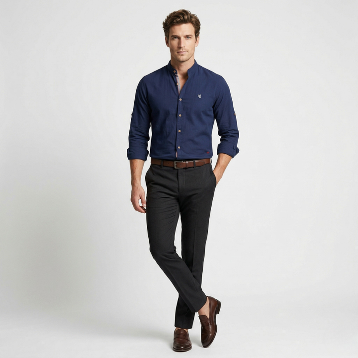 NOMU | Men’s Casual Mandarin Collar Shirt