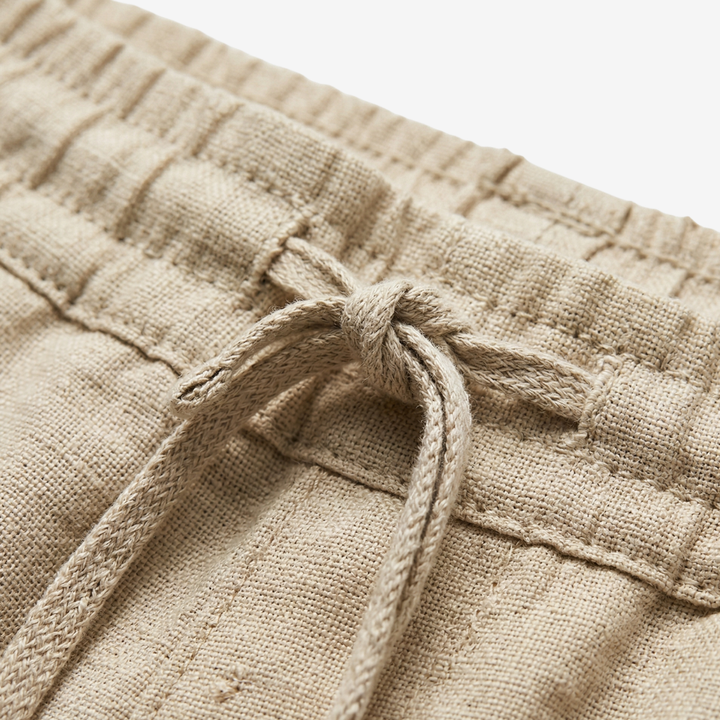 NOMU | Men's Linen Blend Pants – Elastic Drawstring Straight Leg Design