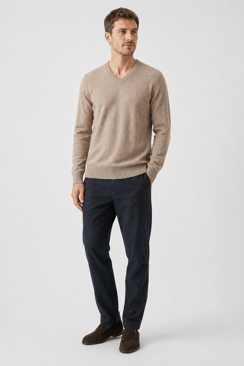 NOMU | Men's V-Neck Knit Sweater – Minimalist Soft-Touch Pullover