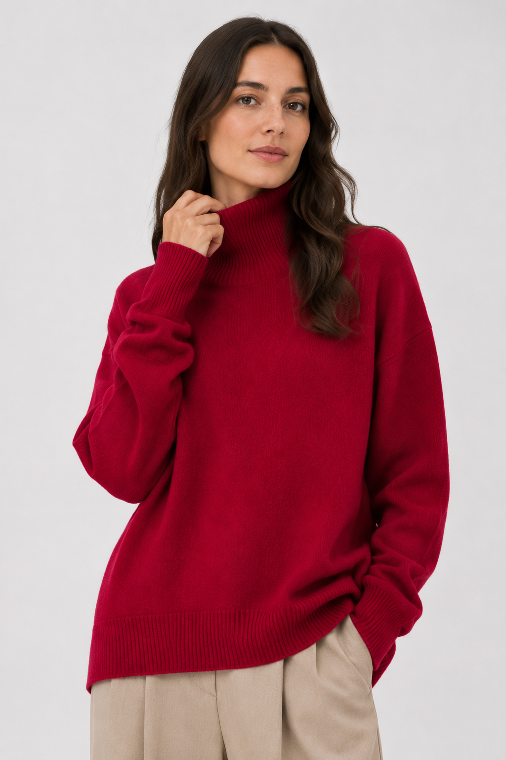 NOMU | Women's Oversized Turtleneck Sweater – Soft Relaxed Knit Pullover