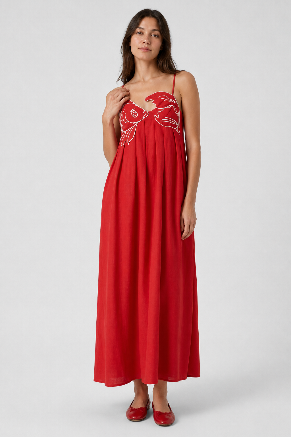 NOMU | Women's Maxi Dress – Spaghetti Strap Graphic Print Relaxed Fit Design