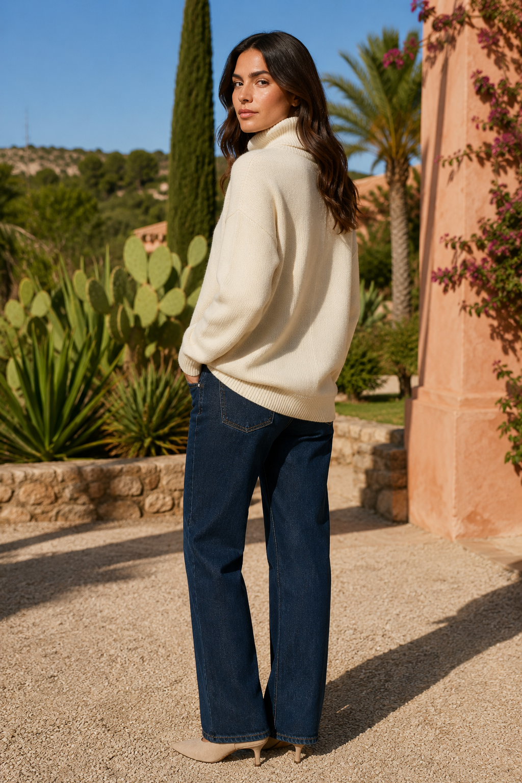 NOMU | Women's Oversized Turtleneck Sweater – Soft Relaxed Knit Pullover