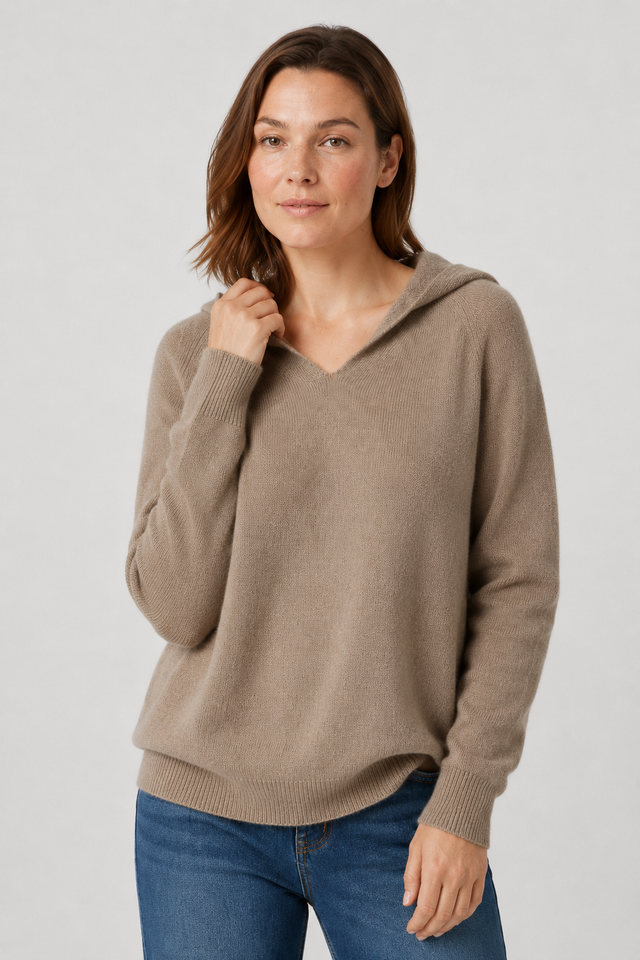 NOMU | Women's Hooded Knit Sweater – Soft Relaxed Pullover Hoodie