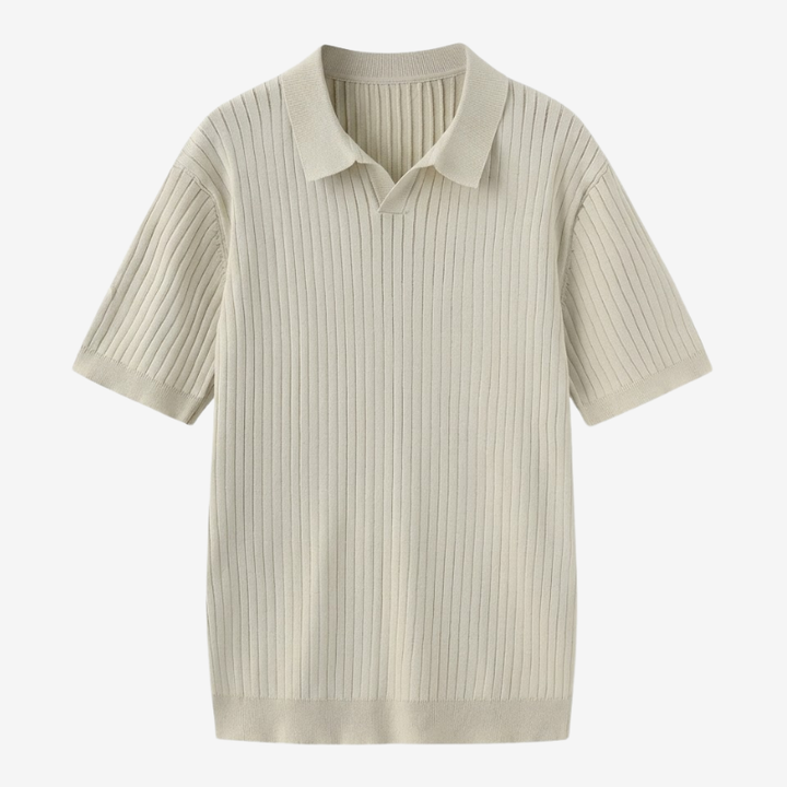 NOMU | Men's Ribbed Knit Polo Shirt – Minimalist Smart Casual Short Sleeve Top
