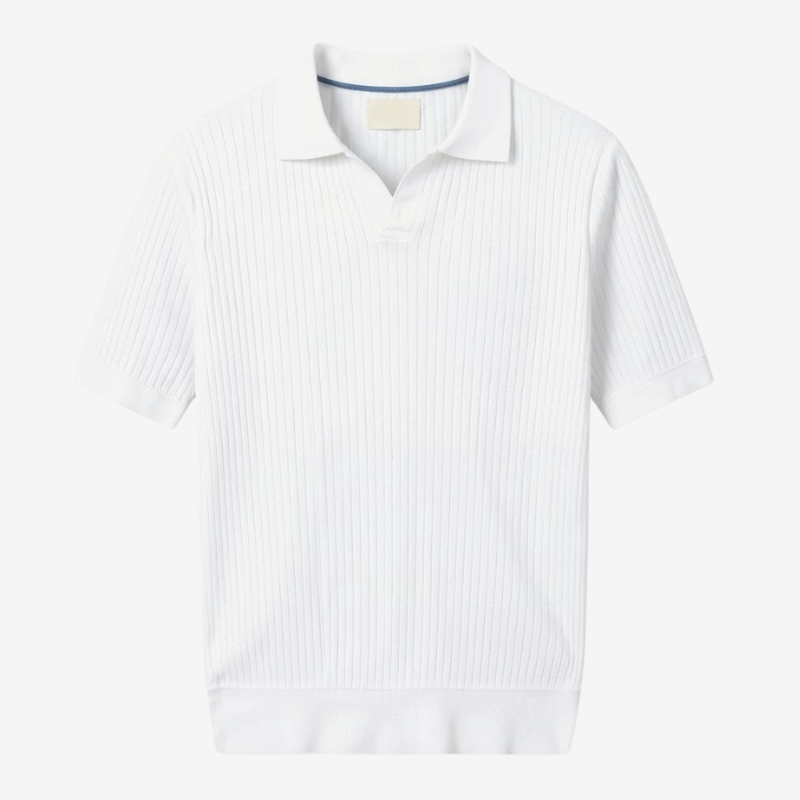 NOMU | Men's Ribbed Knit Polo Shirt – Modern Smart Casual Short Sleeve Top