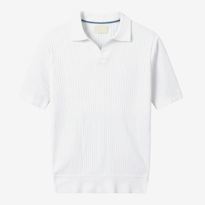 NOMU | Men's Ribbed Knit Polo Shirt – Modern Smart Casual Short Sleeve Top