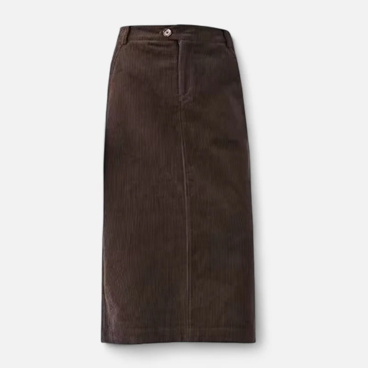 NOMU | Women's Corduroy Midi Skirt – High Waisted Straight Pencil Skirt