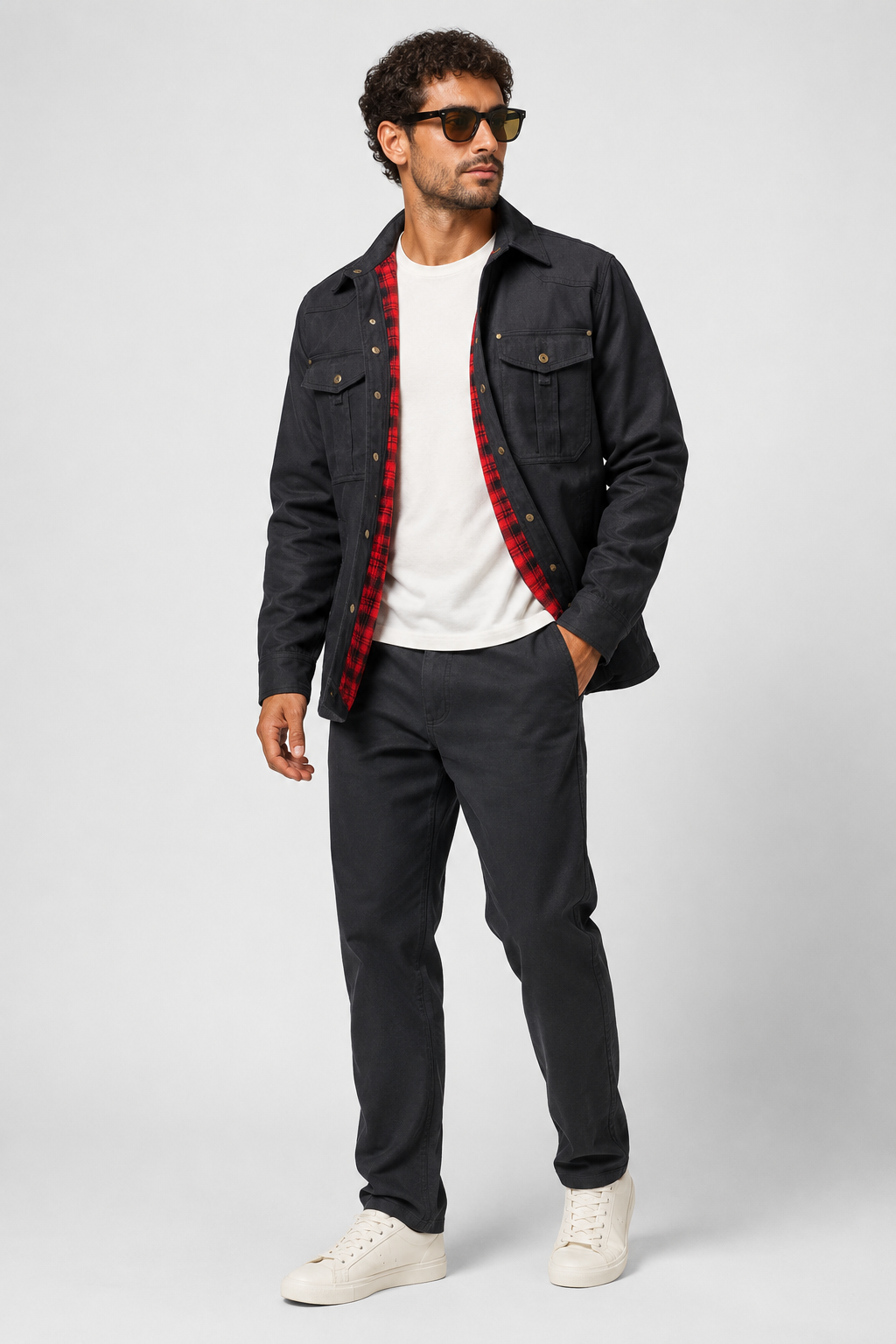 NOMU | Men's Utility Jacket Shirt – Button-Up Long Sleeve Casual Overshirt