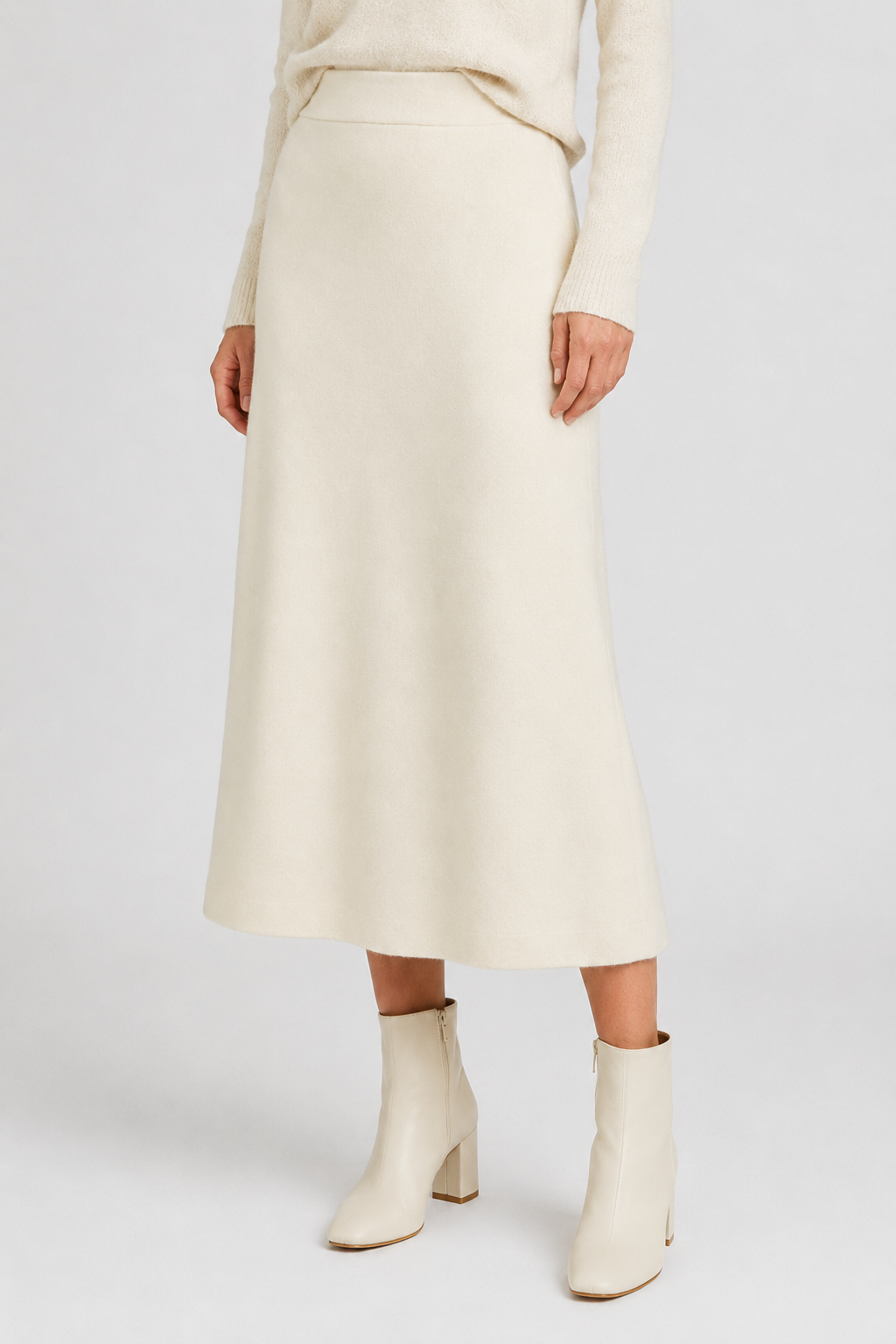 NOMU | Women's Knit A-Line Midi Skirt – Soft Minimalist Sweater Skirt