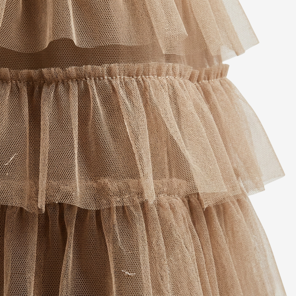 NOMU | Women’s Layered Ruffle Tulle Midi Skirt