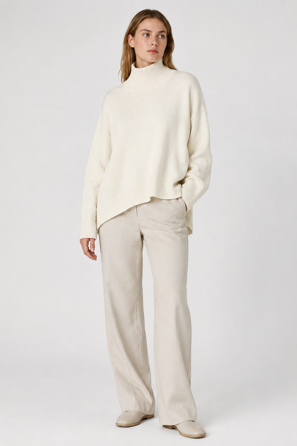 NOMU | Women's Oversized Turtleneck Sweater – Soft Relaxed Knit Pullover