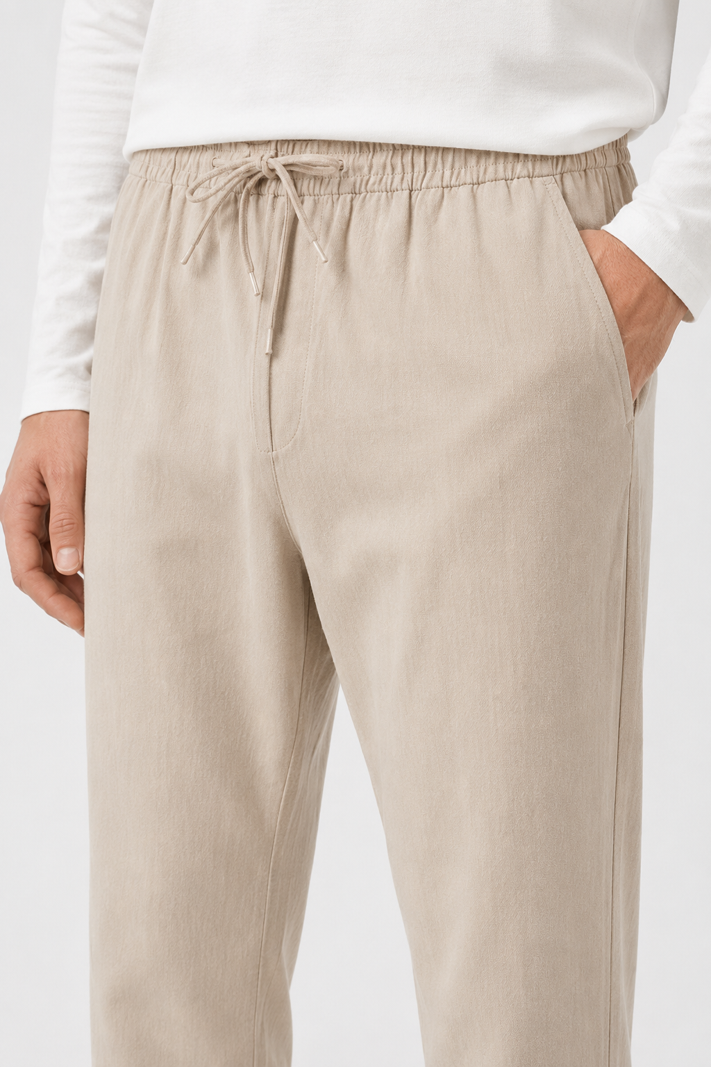 NOMU | Men's Linen Drawstring Pants – Relaxed Fit Casual Tapered Trousers