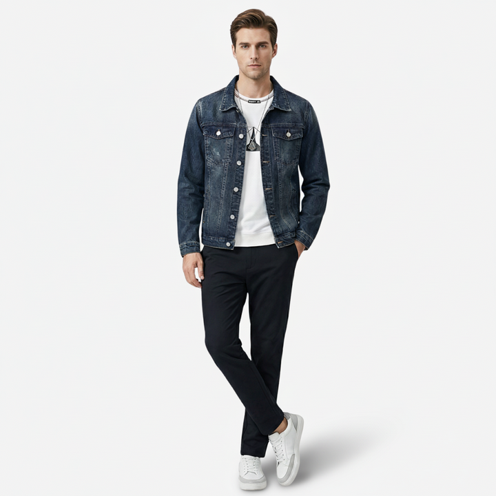 NOMU | Men's Classic Denim Jacket – Casual Vintage Wash Trucker Outerwear