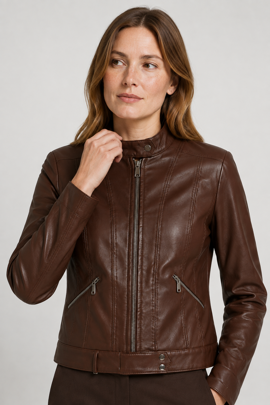 NOMU | Women’s Zippered Leather Jacket