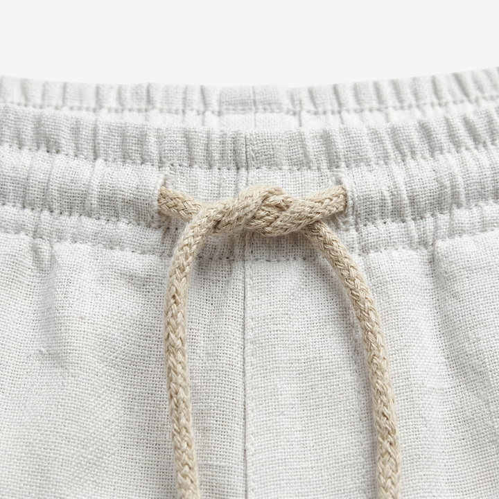 NOMU | Men's Linen Blend Pants – Drawstring Elastic Waist Tapered Design