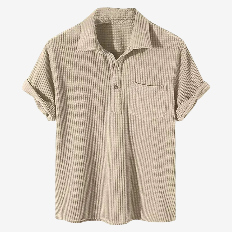 NOMU | Men's Ribbed Polo Shirt – Textured Short Sleeve Casual Fit