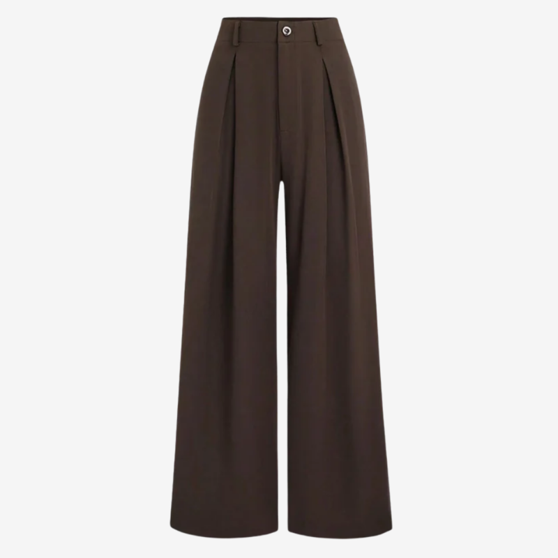 NOMU | Women's High-Waisted Wide Leg Trousers – Elegant Pleated Palazzo Pants
