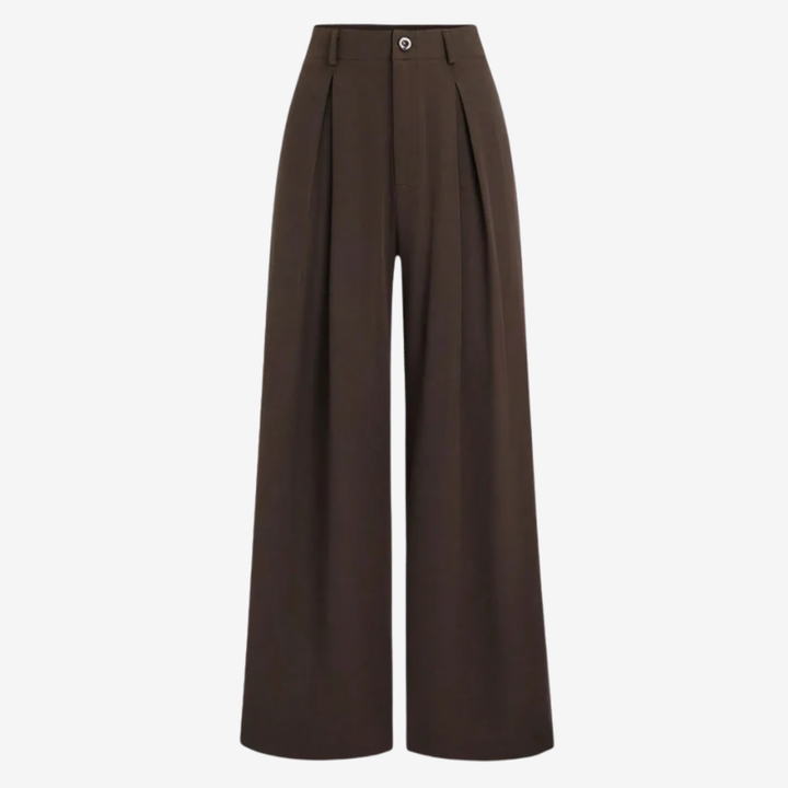 NOMU | Women's High-Waisted Wide Leg Trousers – Elegant Pleated Palazzo Pants