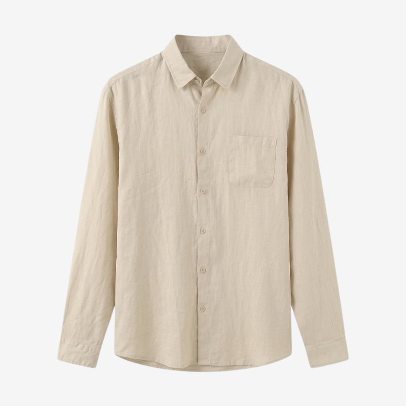 NOMU | Men's Linen Blend Button Down Shirt – Casual Long Sleeve Minimalist Top