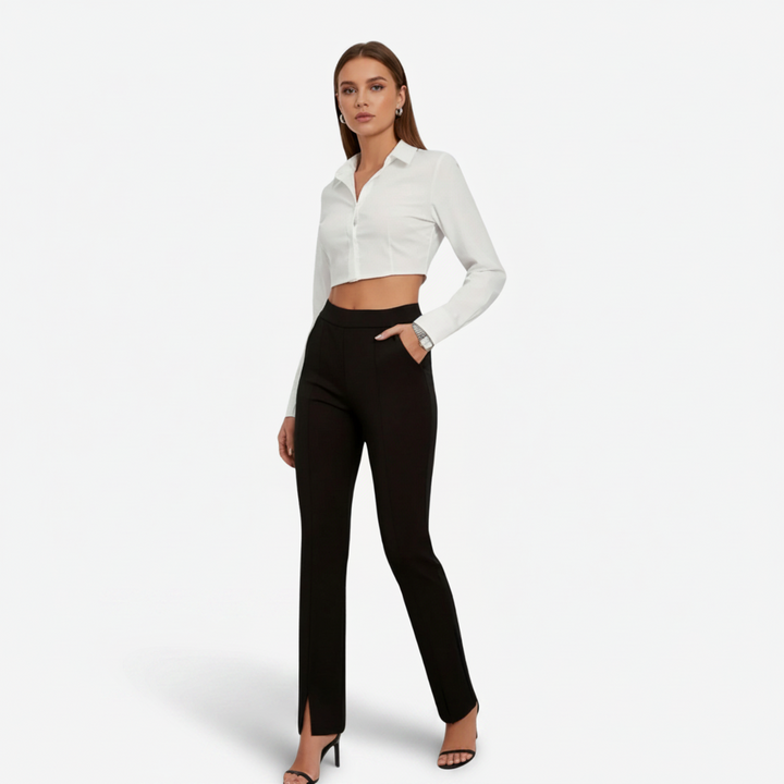 NOMU | Women’s Stretch Knit Trousers – Effortless Sophistication