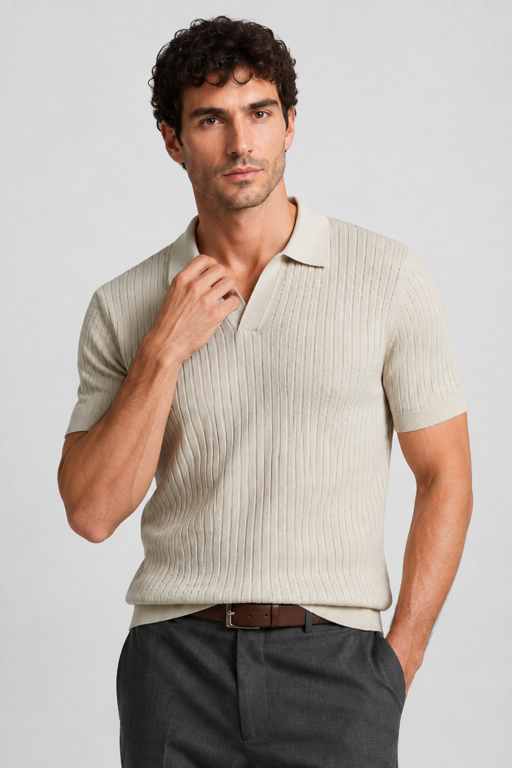 NOMU | Men’s Ribbed Short Sleeve Polo Shirt