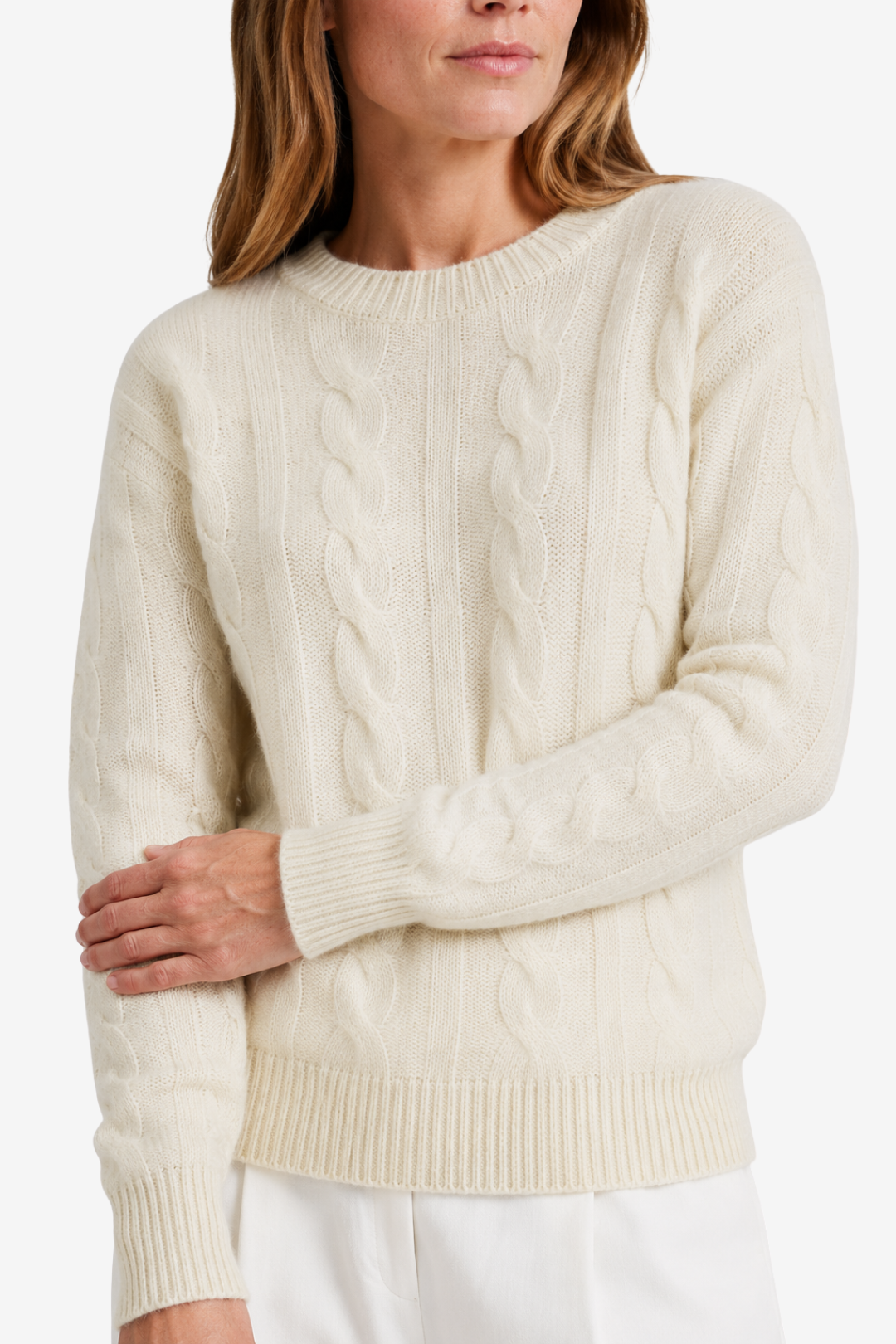 NOMU | Women's Cable Knit Sweater – Crew Neck Long Sleeve Cozy Design
